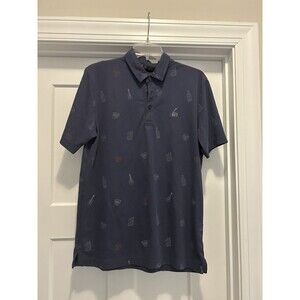 Travis Mathew Golf Stock The Cooler Polo Shirt Size Medium Indigo Blue Preppy